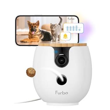 Imagem de Furbo Mini câmera 360º para animais de estimação - Desbloqueie a câmera inteligente e recursos inteligentes com plano pago: alertas de segurança doméstica e segurança para cães e gatos, dispensador