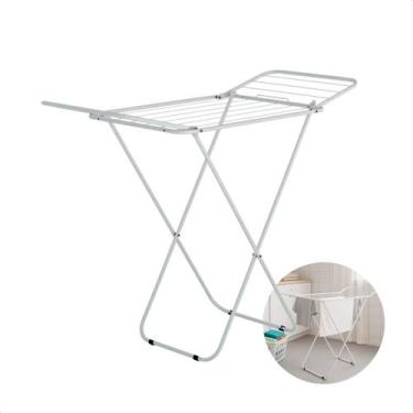 Imagem de Varal De Chão Piso Com Abas Dobrável Branco Portátil Roupas Branco - J