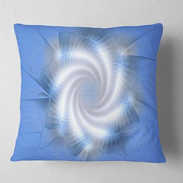 Imagem de Designart Almofada de Alta Qualidade Branca e Azul Fractal Star Flower Sala de Estar, Sofá, Almofada de Alta Qualidade + Capa de Almofada Estampada em ambos os lados 40,64 cm x 40,64 cm