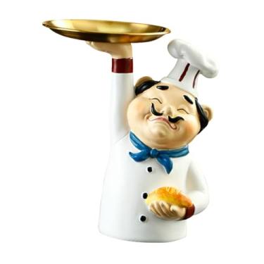 Imagem de Fenteer Estatueta de Chef Porta-chaves Bandeja de Servir Decoração de Cozinha Organizador de Armazenamento para Sala de Estar Quarto Banheiro Elegante