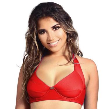 Imagem de Top de Biquíni Plus Size sem Bojo Meia Taça - Estigma, M, Vermelho