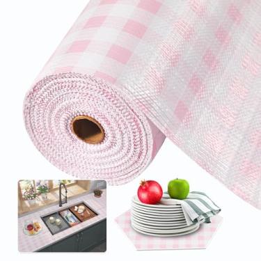 Imagem de Beautysaid Forro de prateleira e gaveta para armário de cozinha, papel de prateleira antiderrapante antiderrapante à prova d'água lavável engrossado para cômoda prateleira de despensa forro protetor