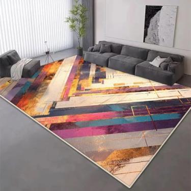 Imagem de Tapete geométrico para decoração de sala de estar, tapete curto de veludo antiderrapante, 200x300 cm, sofá de quarto, tapete dobrável (200x300 cm)/DT-4512-Flannel-9)