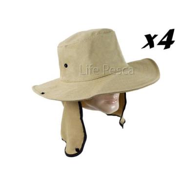 Imagem de Kit 4 Chapéus Pescador C/ Protetor De Nuca - Várias Cores - Nacional, 
