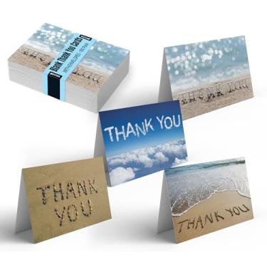 Imagem de Cartões de agradecimento com envelopes (pacote com 100), 4 designs de capa, em branco, da Better Office Products, todas as ocasiões, coleção Serenity, pacote com 100