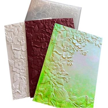 Imagem de Arbuya Pastas de plástico em relevo 3D para fazer cartões, textura de flores em 3D, pasta de gravação para scrapbooking, papel, artesanato, decoração de casa