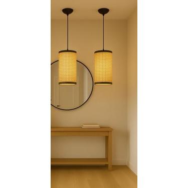 Imagem de Dmob Pendente Luminária De Teto Kit Com 2 - A7, Palha c, Preto, Bivolt