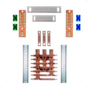 Imagem de Kit Barramento Trifásico 150A para 14 Circuitos com Placa de Policarbo