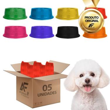 Imagem de Kit 5 Comedouro Bebedouro Simples Cães E Gatos 550ml Cores - AferMix, 