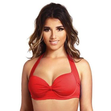 Imagem de Top de biquini plus size meia taça com bojo - Estigma, Vermelho, XXG