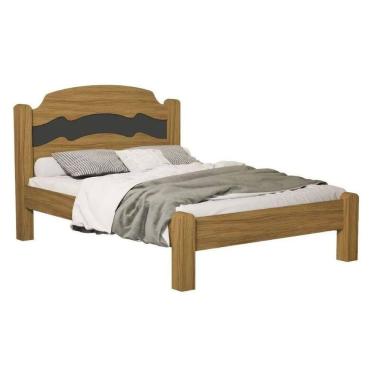 Imagem de Cama Casal Mdf E Madeira Maciça Juliana Freijo Grafite