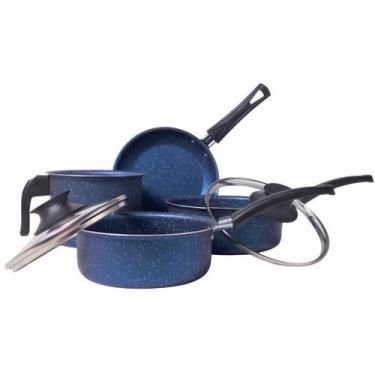 Imagem de Jogo De Panela Teflon Kit Conjunto Panelas Essencial Antiaderente Tamp