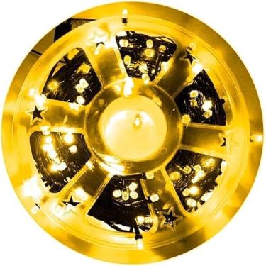 Imagem de Cordão de Luz LED 50 Metros com 200 Lâmpadas | Pisca-Pisca 110V com 8 Modos de Iluminação | Decoração Natalina para Árvores, Fachadas, Festas e Ambientes (Amarelo)