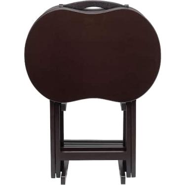 Imagem de Conjunto de mesa de lanche Casafoyer dobrável de madeira com armazenam