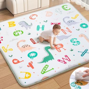 Imagem de Wirhao Tapete para brincar de bebê, 100% à prova d'água e limpo, 127 x 127 cm, tapete acolchoado macio de espuma espessa para bebês e crianças pequenas, fácil de cuidar, fundo antiderrapante (alfabeto