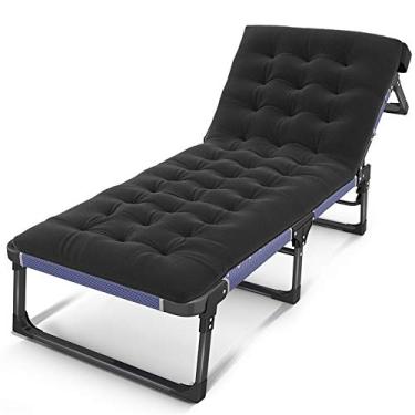 Imagem de espreguiçadeira de jardim ao ar livre, espreguiçadeira individual para uso doméstico, cadeira de convés Siesta, cama de acampamento, portátil, cama de acampamento L185 × L68 × A32 cm