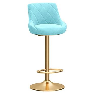 Imagem de Banqueta de bar giratória para móveis, assento redondo, banco com pernas de metal dourado, altura ajustável de 50 a 80 cm, preto