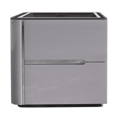 Imagem de mesa de cabeceira inteligente com estação de carregamento sem fio, mesa de cabeceira, gaveta dupla, armário de cabeceira para quarto, mesa lateral minimalista