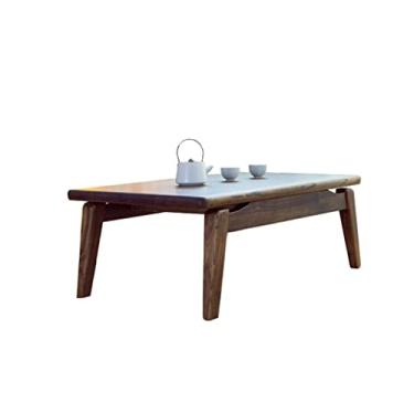 Imagem de Mesa de centro ecológica mesa de centro dobrável de madeira maciça, mesa de chá baixa mesa de tatami mesa de chá Zen para sala de estar janela salediça dobrável (tamanho: 80 x 50 x 30 cm) ()