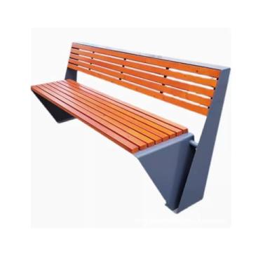 Imagem de Móveis de entrada, cadeira de parque de aço inoxidável, bancos ao ar livre, estrutura de abacaxi, madeira maciça, encosto de madeira de plástico, banco de aço espesso, cadeiras de pátio (120 x 60 x 80