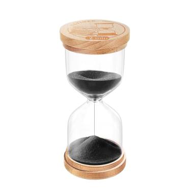 Imagem de Ampulheta com temporizador de areia de 2 minutos: relógio de areia platsic, relógio de areia pequeno de 2 minutos, vidro colorido para casa, escovar os dentes, cozinha (preto de madeira)