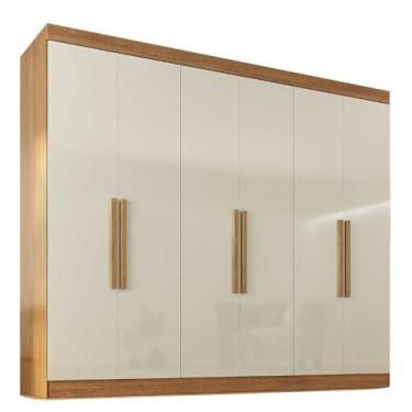 Imagem de Guarda-roupa Casal 6 Portas 2 Gavetas Paris Cinamomo/Off White