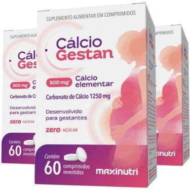 Imagem de KIT 3X Cálcio Gestan (Carbonato de Cálcio) 60 comprimidos - Maxinutri