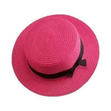 Imagem de Chapéu de Praia Feminino com Aba Plana e Laço - Boné de Palha Casual p