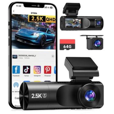 Imagem de Cartão Dash Cam TUIFAC GT806 3 canais, 2,5 K, Wi-Fi, 64 GB
