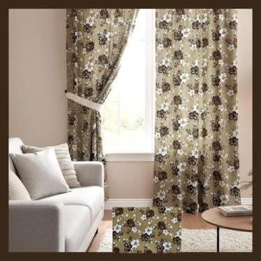 Imagem de Cortina tecido Floral marrom 2,60x2,60m - HOME SUSI, flor marrom
