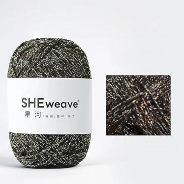 Imagem de Fio de macramê de 1,5 mm, cordão de macramê 100% algodão, fio de crochê 100 programas, fio brilhante brilhante, fio brilhante para crochê e cachecol (Espresso Sparkle)