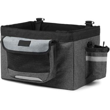 Imagem de Cesta De Bicicleta De Tecido Oxford Dobrável 10 Kg De Carga Guiador De Bicicleta Bolsa Frontal Caixa Pet Dog Cat Carrier, Black