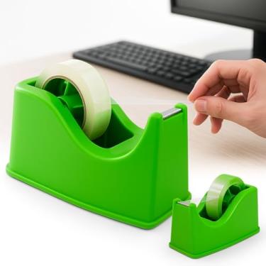 Imagem de Porta Durex Suporte Fita Adesiva Dispensador de Fita Cortador Fitas Mesa Organizador Escritório fitas 12mm a 24mm