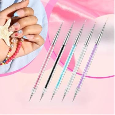 Imagem de 5 pincéis de delineador de arte de unhas, pincéis de delineador de unhas e caneta de pontilhamento, conjunto de ferramentas de pontilhamento de ponta de ponta de ponta de ponta de ponta