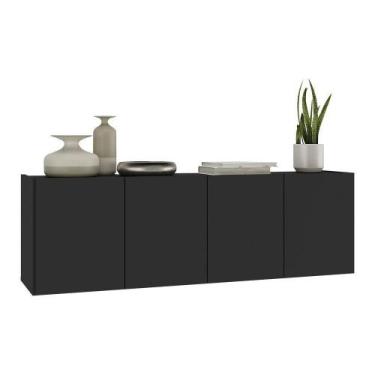 Imagem de Aparador Buffet Suspenso 4 Portas Multimóveis Mp8002 Preto Preto - MUL
