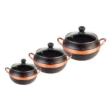 Imagem de Conjunto De Panelas Em Pedra Sabão Tampa De Vidro - 1,5