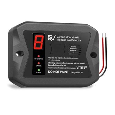 Imagem de Detector de monóxido de carbono propano RV RV detector de gás propano duplo CO/LP alarme de gás 2 em 1 com fio DC 12V montagem embutida