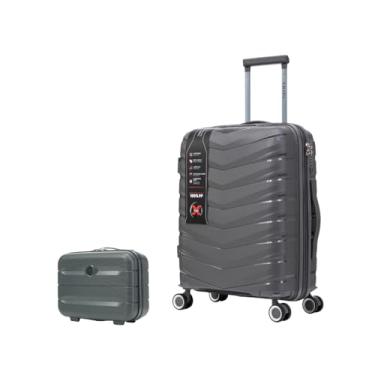 Imagem de Mala Bordo Expansível Cadeado TSA Original Antifurto Padrão ANAC Rodas Duplas 360° Removíveis + Frasqueira Grafite