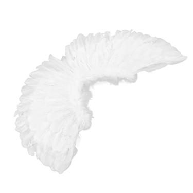 Imagem de Aqur2020 Conjunto de Fantasia de Asa de Anjo, Asas de Penas Com Argola de Cabelo e Varinha, Acessórios de Festa Temáticos para Apresentações de Palco e Adereços (Conjunto de quatro peças de anjo