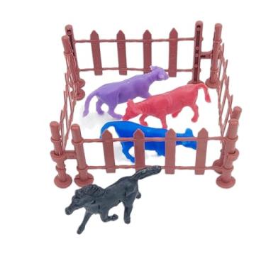 Imagem de Kit Decoração Miniatura DIY Topo de Bolo Maquete Escolar Arte Festa e Artesanato (Fazenda: 4 Cercas 4 Animais, colorido)