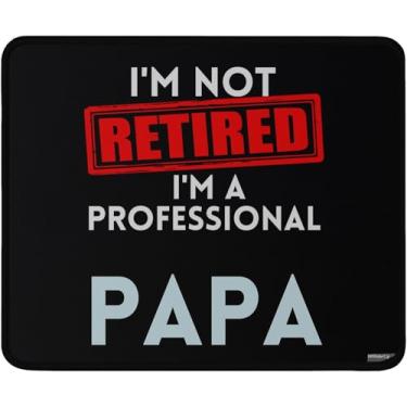 Imagem de Mouse pad papa profissional aposentado, design não aposentado, preto, 24 x 19 cm, lavável, mousepad para jogos