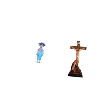 Imagem de Fenteer Estatueta de Boneca Gueixa Kabuki Asiática com Escultura Religiosa Católica de Jesus E Virgem Maria para Decoração de Quarto, Mesa Ou Estilo Fazenda.