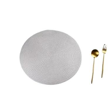 Imagem de Kit Peças Jogo Redondo Sousplat Cozinha Jantar Descanso De Prato Sousplat Cozinha(CINZA METÁLICO,4 PEÇAS)