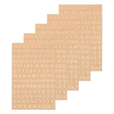 Imagem de 5 folhas de letras adesivos de resina 3D pequeno A a Z ouro rosa mini alfabeto adesivo metálico liga brilhante para resina álbum de recortes de unhas 3 mm