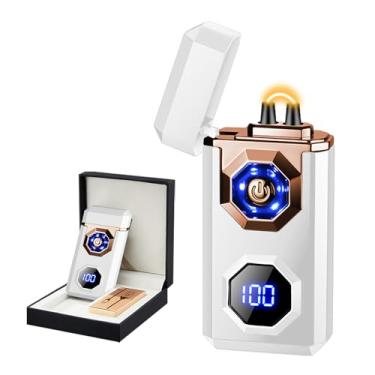 Imagem de BABOBIU Luz de emergência LED com visor de energia, arco recarregável por USB para incenso, acampamento ao ar livre, sobrevivência e decoração de casa (branco iluminado)