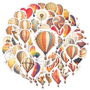 Imagem de 50 peças de balões de ar quente, viagem, aventura, céu, adesivos, faça você mesmo, balões de viagem, decalques para mala, geladeira, telefone, bagagem, laptop, guitarra, carro, adesivo, brinquedos