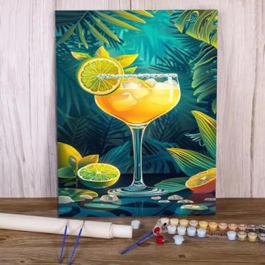 Imagem de Kits de pintura a óleo por números para adultos, bebidas, faça você mesmo, pintura a óleo por números, para adultos iniciantes em tela para decoração de parede de casa, presentes de aniversário de
