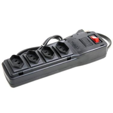 Imagem de Filtro de Linha Extensão 4 Tomadas Chave LIga/Desliga Fúsivel de Segur