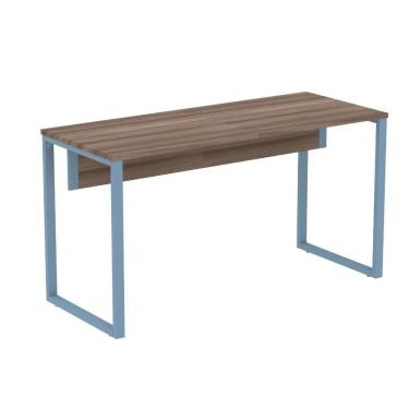 Imagem de Mesa Escritório P25 Tub Pandin 134 Cm (larg) Tampo Mdp Walnut Pé Aço Tubular Azul Dali