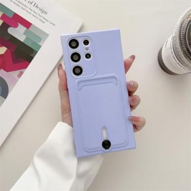 Imagem de Capa de silicone com porta-cartões para Samsung Galaxy S24 S23 S22 S21 S20 Fe Ultra Plus A02 A12 A21s A22 A32 A52 A72 A51 A71 (para Samsung S24Ultra/Roxo)